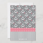 Roze en grijze poka Anchor Nautical Baby shower Kaart (Achterkant)