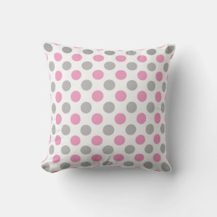 Roze en grijze poka-puntpatroon kussen