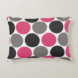 Roze en grijze pokadot accent kussen
