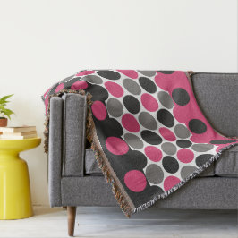 Roze en grijze pokadot deken