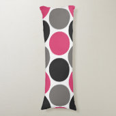 Roze en grijze pokadot lichaamskussen (Voorkant Verticaal)