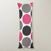 Roze en grijze pokadot lichaamskussen (Achterkant (Verticaal))