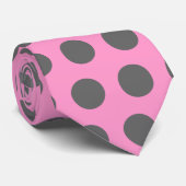 Roze en grijze pokadot stropdas (Opgerold)