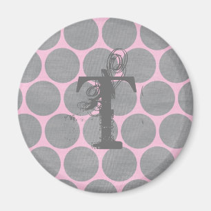 Roze en grijze pokadots getextureerd patroon magneet