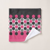 Roze en grijze Polika Dot Bad Handdoek (Wasdoekje)