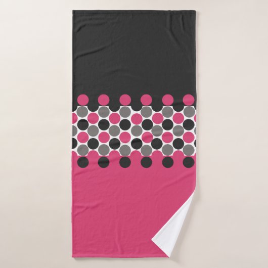 Roze en grijze Polika Dot Badhanddoek (Badhanddoek)