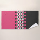 Roze en grijze Polika Dot Badhanddoek (Badhanddoek)