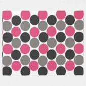 Roze en grijze Polika Dot Fleece Deken (Voorkant (Horizontaal))
