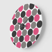 Roze en grijze Polika Dot Grote Klok (Hoek)