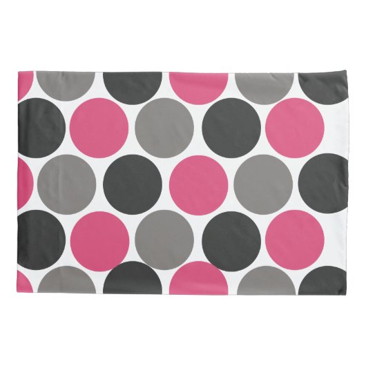 Roze en grijze Polika Dot Kussensloop (Achterkant)