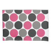 Roze en grijze Polika Dot Kussensloop (Voorkant)