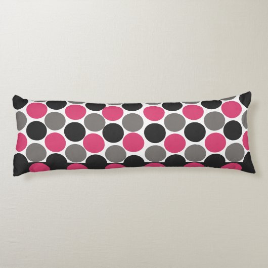 Roze en grijze Polika Dot Lichaamskussen (Achterkant)