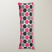 Roze en grijze Polika Dot Lichaamskussen (Voorkant Verticaal)