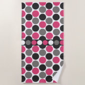 Roze en grijze Polika Dot Strandlaken (Voorkant)