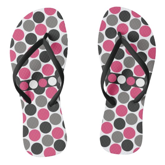 Roze en grijze Polika Dot Teenslippers (Voetbed)