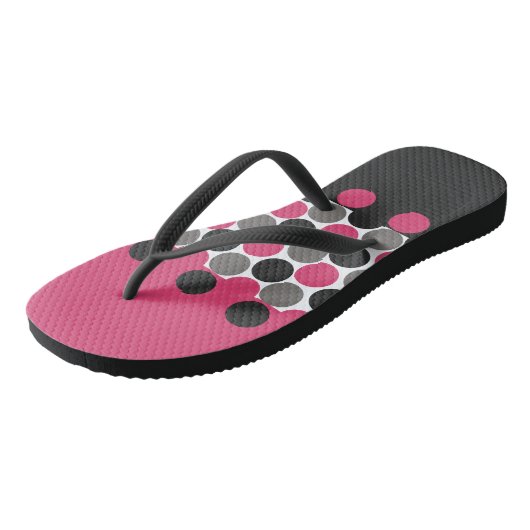 Roze en grijze Polika Dot Teenslippers (Schuin)