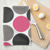 Roze en grijze Polika Dot Theedoek (Quarter Fold)