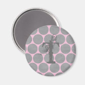 Roze en Grijze Polka Dot Textured Pattern Magneet (Voorkant / Achterkant)