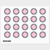 Roze en Grijze Polka Dots Patter Ronde Sticker (Vel)