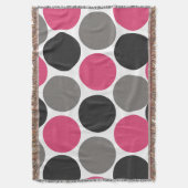 Roze en grijze polka stip deken (Voorkant Verticaal)