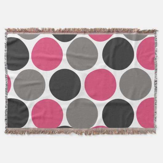 Roze en grijze polka stip deken (Voorkant)