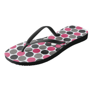 Roze en grijze polka stip     teenslippers