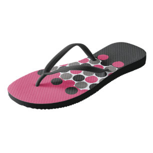 Roze en grijze polka stip    teenslippers