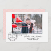 Roze en grijze post Sla de datum op Save The Date (Voorkant / Achterkant)