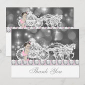 Roze en grijze prinses babyshower bedankt (Voorkant / Achterkant)