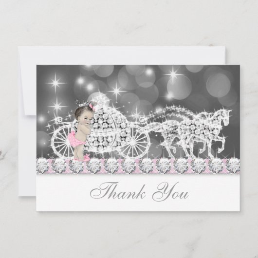 Roze en grijze prinses babyshower bedankt (Voorkant)
