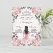 Roze en grijze prinses Quinceanera verjaardag Kaart (Staand voorkant)