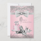 Roze en grijze Quinceanera Kaart (Voorkant)