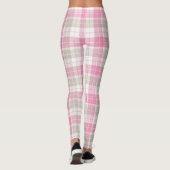 Roze en Grijze Retro Plaid Art Leggings (Achterkant)