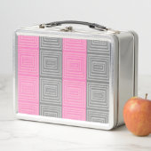 Roze en grijze Retro Style Metal Lunchbox (In situ)