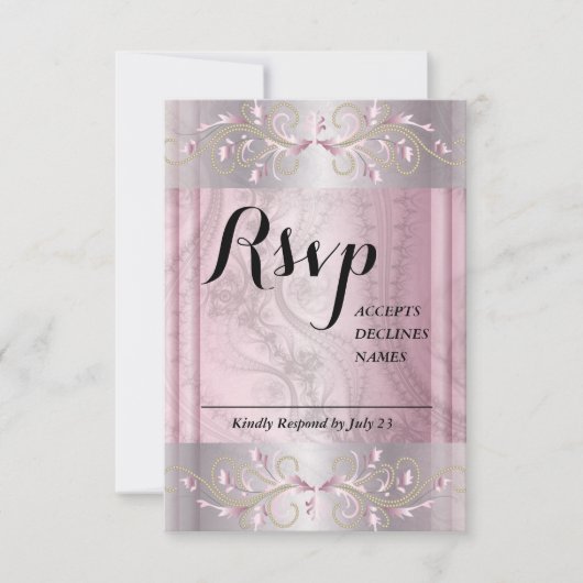 Roze en grijze RSVP kaart (Voorkant)