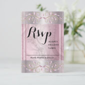 Roze en grijze RSVP kaart (Staand voorkant)