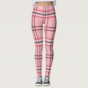 Roze en grijze ruitjes modepatroon leggings