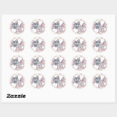 Roze en Grijze Schattigee Draak Dinosaurus Ronde Sticker (Vel)