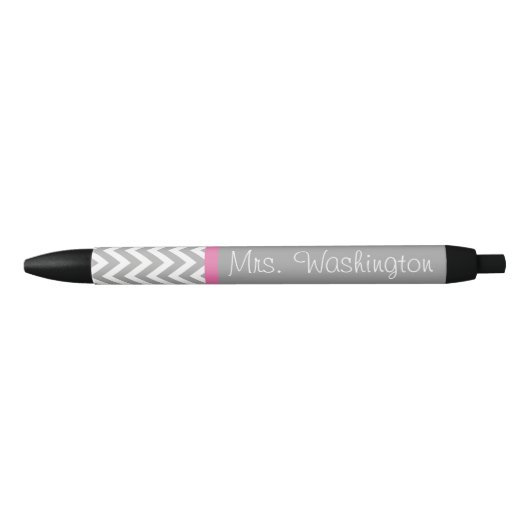 Roze en Grijze Schrijfpen van de Leraar Zwarte Inkt Pen (Voorkant)