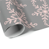 Roze en grijze sneeuwvlokken Vakantiepapier Cadeaupapier (Rol Hoek)