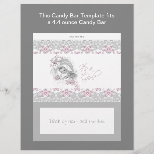 Roze en grijze Snoep Bar Wrapper Flyer (Voorkant)