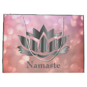 Roze en grijze sparkle Namaste Large Cadeautasje (Achterkant)