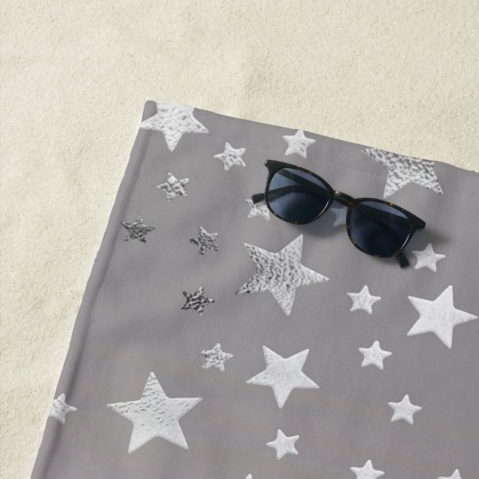 Roze en grijze sterren ombre stijlvolle afbeelding strandlaken (In situ)