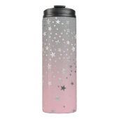Roze en grijze sterren stijlvolle moderne afbeeldi thermosbeker (Voorkant)