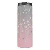 Roze en grijze sterren stijlvolle moderne afbeeldi thermosbeker (Achterkant)