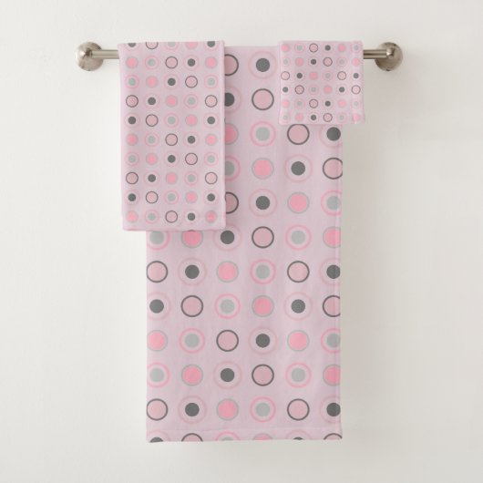 Roze en grijze Stippen Bad Handdoek (Insitu)