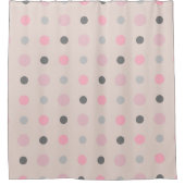 Roze en grijze Stippen Douchegordijn (Voorkant)