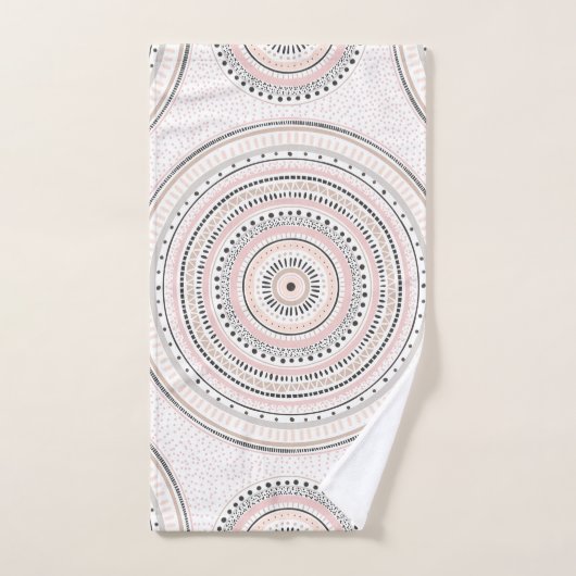 Roze en grijze stippen en lijnen Doodles Mandala Bad Handdoek (Handdoek)