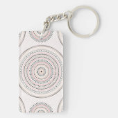Roze en grijze stippen en lijnen Doodles Mandala Sleutelhanger (achterkant)