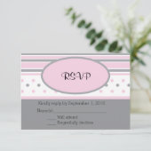 Roze en grijze Stippen en strepen RSVP (Staand voorkant)